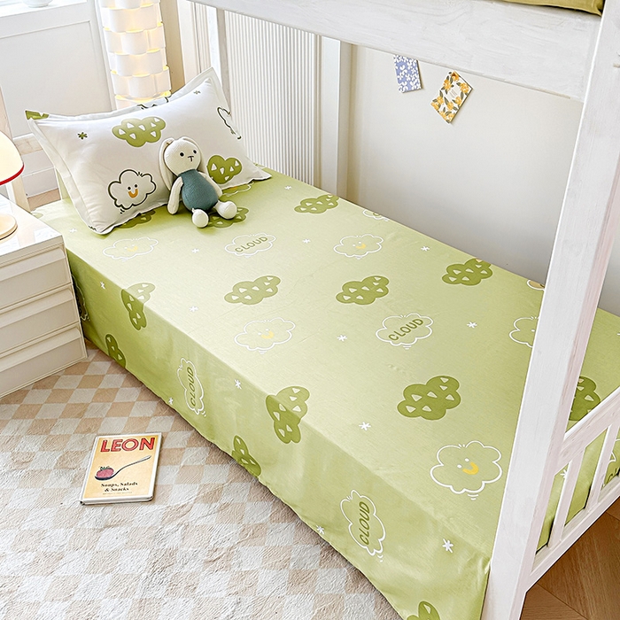 91家纺网 家纺一手货源 找家纺 鑫宇2025新款13372全棉学生宿舍上下铺三件套床单款床笠款可定制 浮云