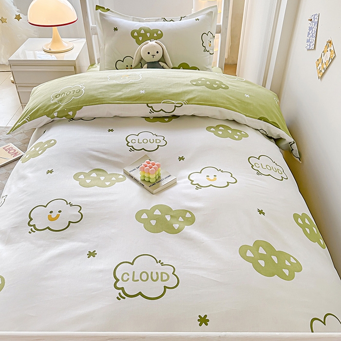 91家纺网 家纺一手货源 找家纺 鑫宇2025新款13372全棉学生宿舍上下铺三件套床单款床笠款可定制 浮云