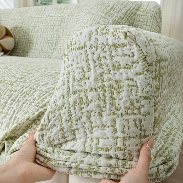 91家纺网 家纺一手货源 找家纺 沐沐家纺 2026新款夏茵沙发套 抹茶绿