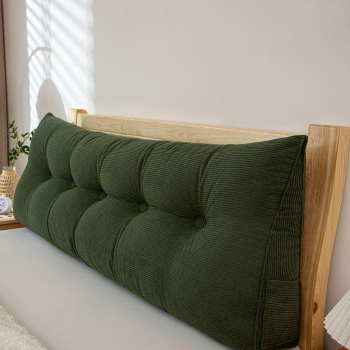 91家纺网 家纺一手货源 找家纺 沐沐家纺 2026春夏新款灯芯绒三角大靠背 墨玉绿