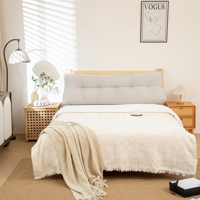 91家纺网 家纺一手货源 找家纺 沐沐家纺 2026春夏新款灯芯绒三角大靠背 浅灰