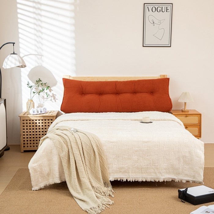 91家纺网 家纺一手货源 找家纺 沐沐家纺 2026春夏新款灯芯绒三角大靠背 砖红色