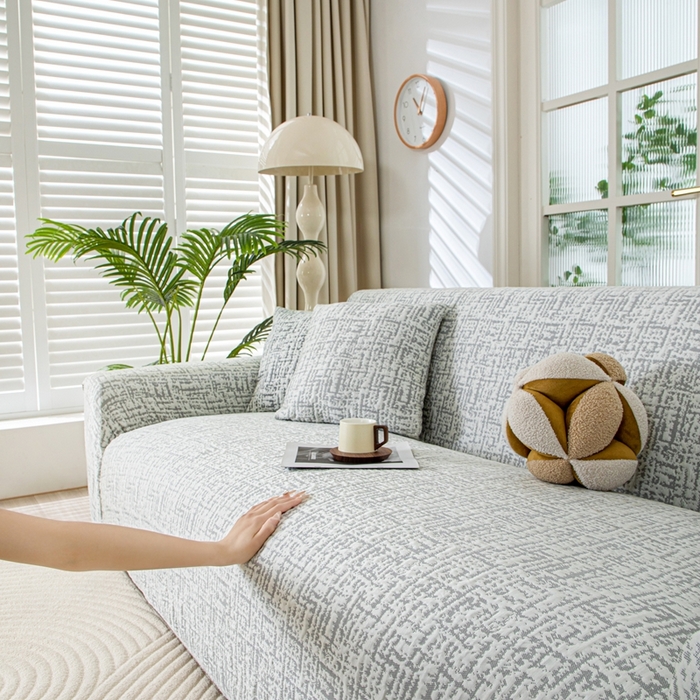 91家纺网 家纺一手货源 找家纺 沐沐家纺 2026新款夏茵沙发套 浅中灰