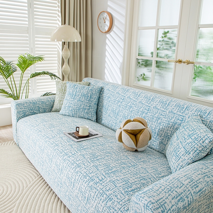 91家纺网 家纺一手货源 找家纺 沐沐家纺 2026新款夏茵沙发套 孔雀蓝
