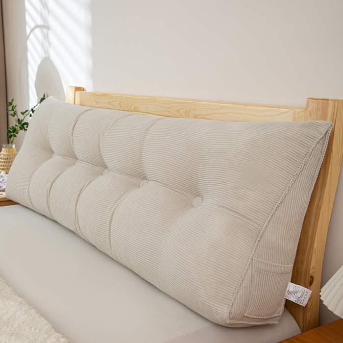 91家纺网 家纺一手货源 找家纺 沐沐家纺 2026春夏新款灯芯绒三角大靠背 浅灰