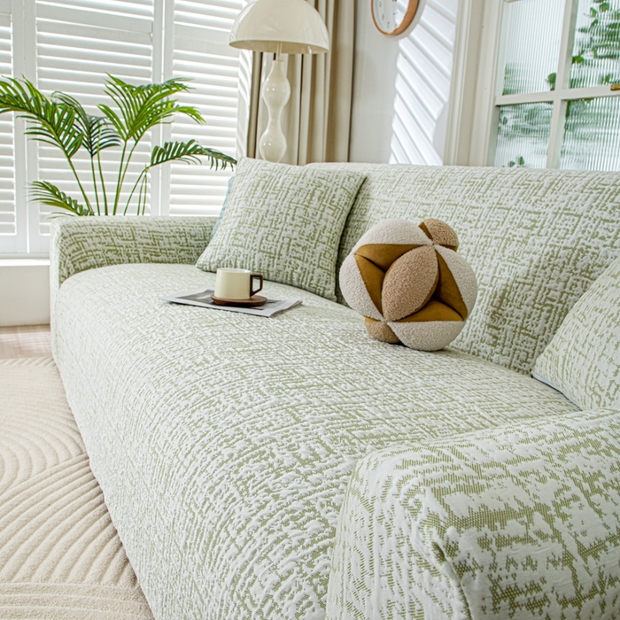 91家纺网 家纺一手货源 找家纺 沐沐家纺 2026新款夏茵沙发套 抹茶绿