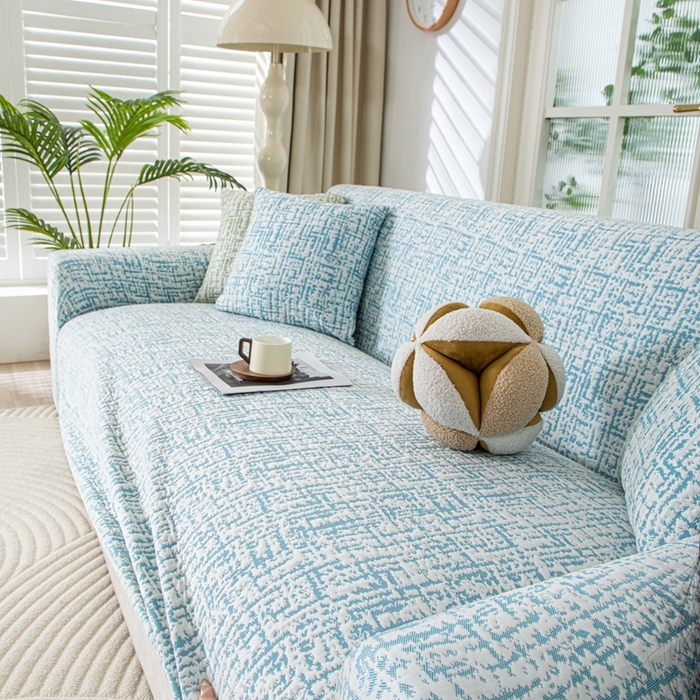 91家纺网 家纺一手货源 找家纺 沐沐家纺 2026新款夏茵沙发套 孔雀蓝