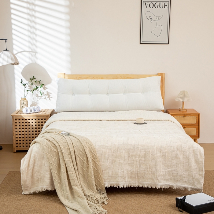 91家纺网 家纺一手货源 找家纺 沐沐家纺 2026春夏新款灯芯绒三角大靠背 白色