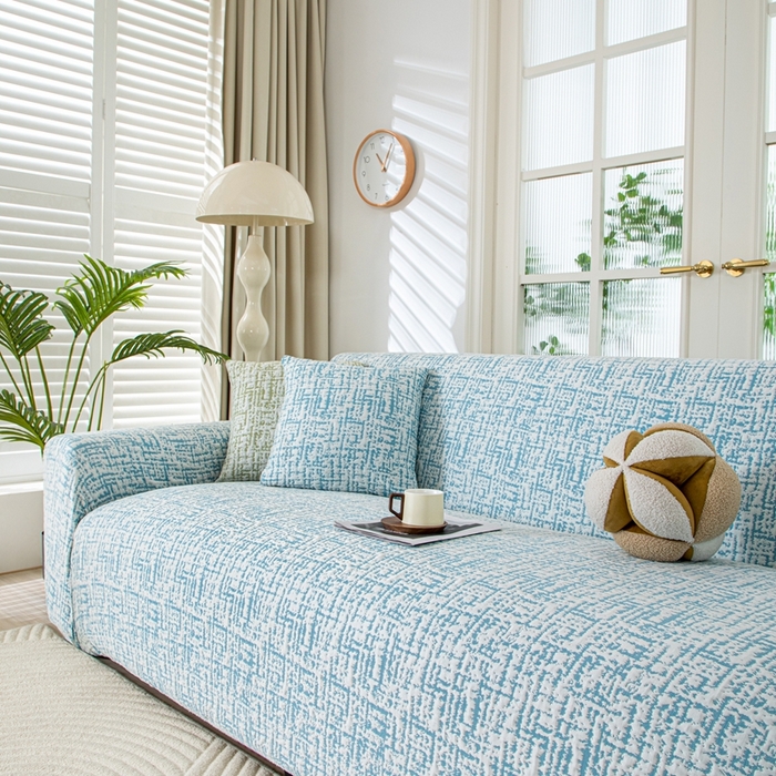 91家纺网 家纺一手货源 找家纺 沐沐家纺 2026新款夏茵沙发套 孔雀蓝