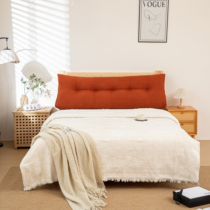 91家纺网 家纺一手货源 找家纺 沐沐家纺 2026春夏新款灯芯绒三角大靠背 砖红色