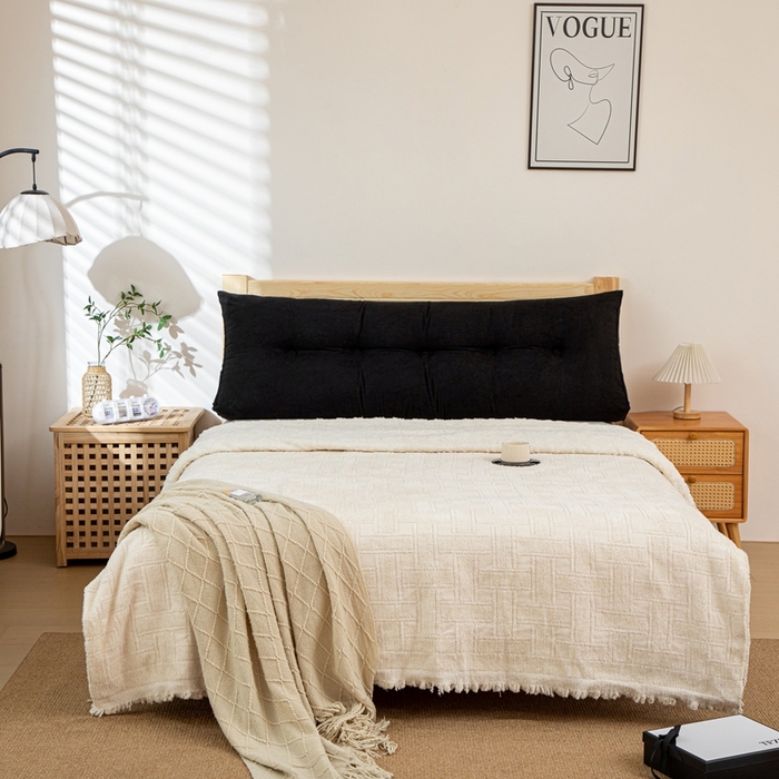 91家纺网 家纺一手货源 找家纺 沐沐家纺 2026春夏新款灯芯绒三角大靠背 黑色