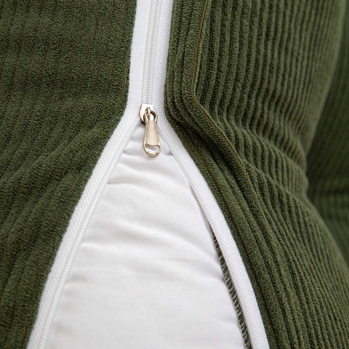 91家纺网 家纺一手货源 找家纺 沐沐家纺 2026春夏新款灯芯绒三角大靠背 墨玉绿