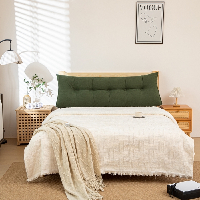 91家纺网 家纺一手货源 找家纺 沐沐家纺 2026春夏新款灯芯绒三角大靠背 墨玉绿