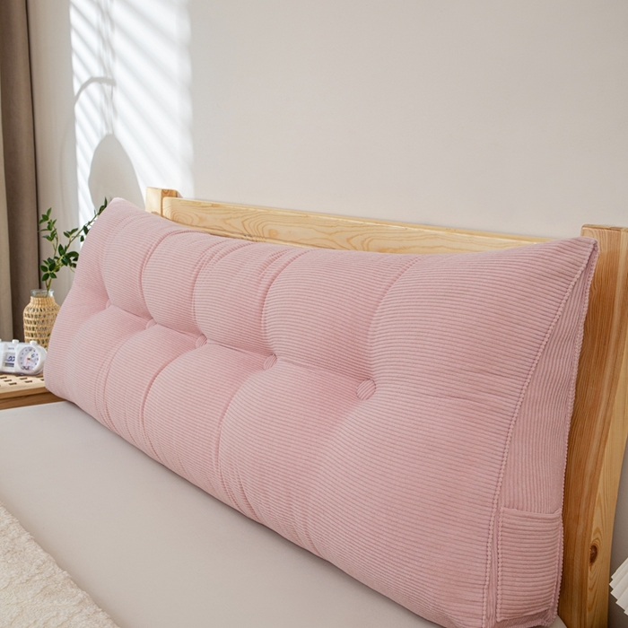 91家纺网 家纺一手货源 找家纺 沐沐家纺 2026春夏新款灯芯绒三角大靠背 樱花粉