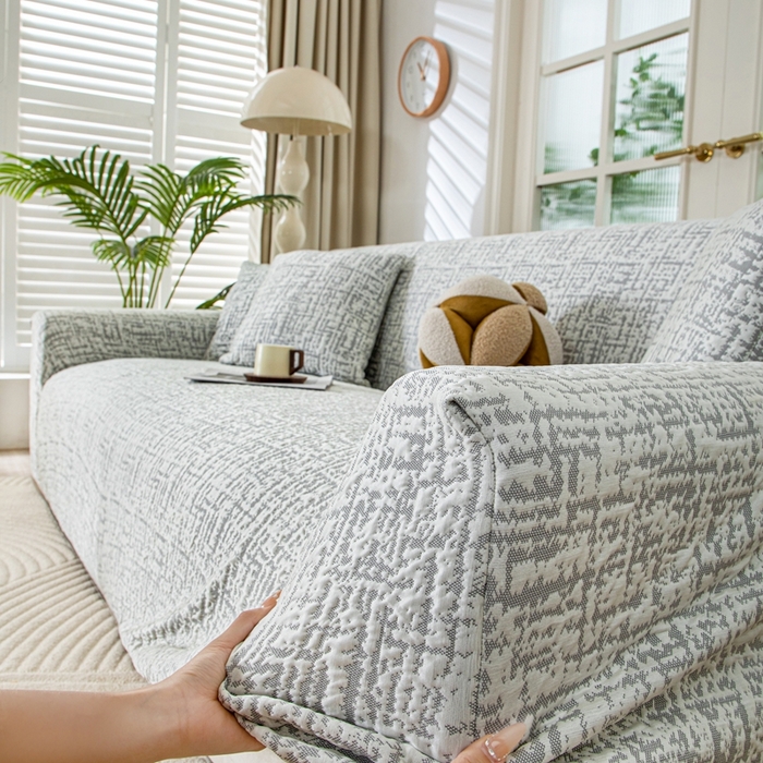 91家纺网 家纺一手货源 找家纺 沐沐家纺 2026新款夏茵沙发套 浅中灰