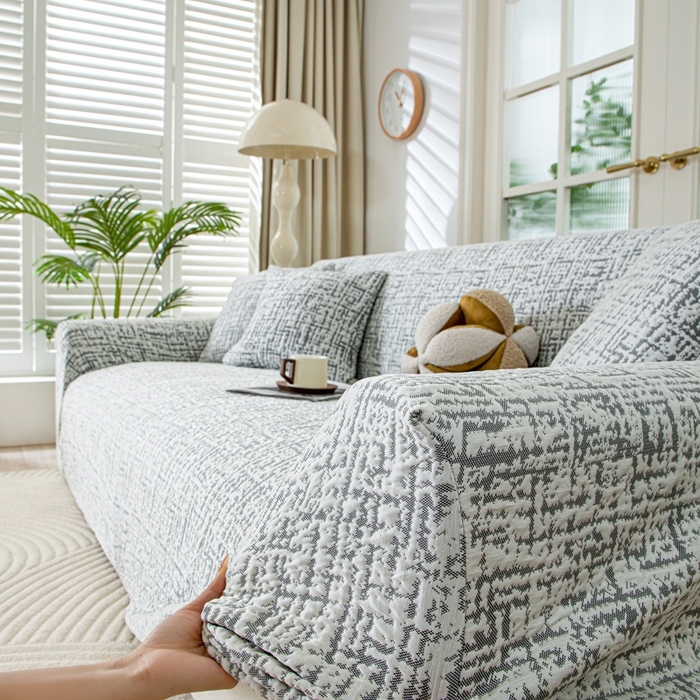 91家纺网 家纺一手货源 找家纺 沐沐家纺 2026新款夏茵沙发套 深灰