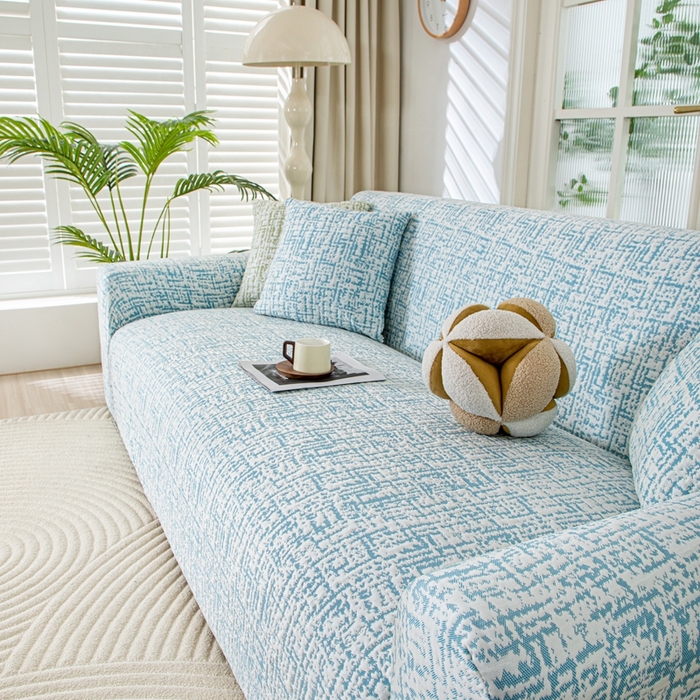 91家纺网 家纺一手货源 找家纺 沐沐家纺 2026新款夏茵沙发套 孔雀蓝