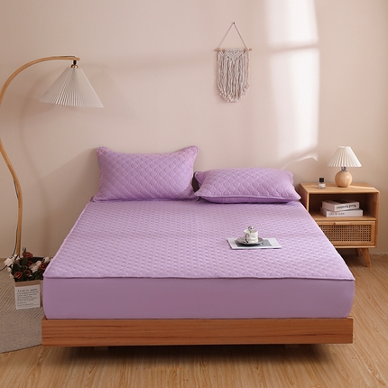 91家纺网 家纺一手货源 找家纺 宇淳国际 2025新款水洗棉防水床笠 丁香紫