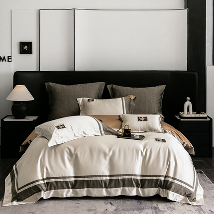 91家纺网 家纺一手货源 找家纺 （总）梵品匠心 2025新款AB版臻丝400根高精密提花长绒棉四件套 西庸城堡 