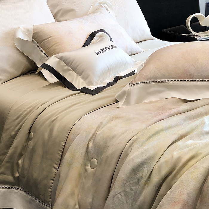 91家纺网 家纺一手货源 找家纺 佳汐蓝家纺 2025新款复古韵染花卉冰伯克超细旦夏被夏凉被空调被四件套 夏被-风华佩斯-浅翡绿