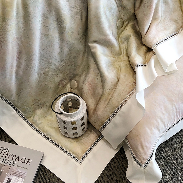 91家纺网 家纺一手货源 找家纺 佳汐蓝家纺 2025新款复古韵染花卉冰伯克超细旦夏被夏凉被空调被四件套 夏被-风华佩斯-浅翡绿