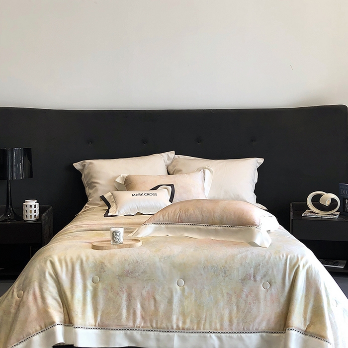 91家纺网 家纺一手货源 找家纺 佳汐蓝家纺 2025新款复古韵染花卉冰伯克超细旦夏被夏凉被空调被四件套 夏被-风华佩斯-浅翡绿