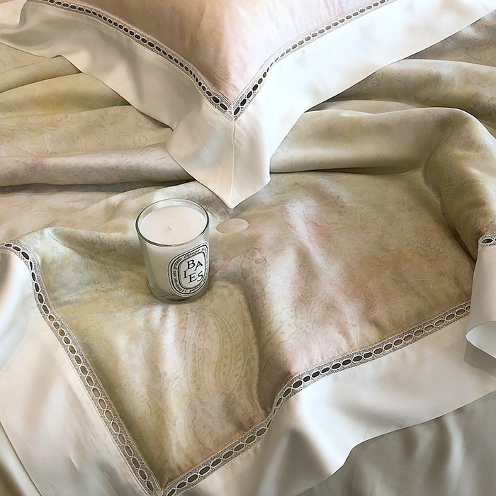 91家纺网 家纺一手货源 找家纺 佳汐蓝家纺 2025新款复古韵染花卉冰伯克超细旦夏被夏凉被空调被四件套 夏被-风华佩斯-浅翡绿