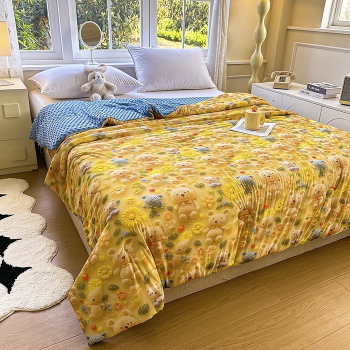 91家纺网 家纺一手货源 找家纺 （总）南方印象 2025新款A类凉感丝冰豆豆夏凉被夏被空调被爆款5D印花夏被