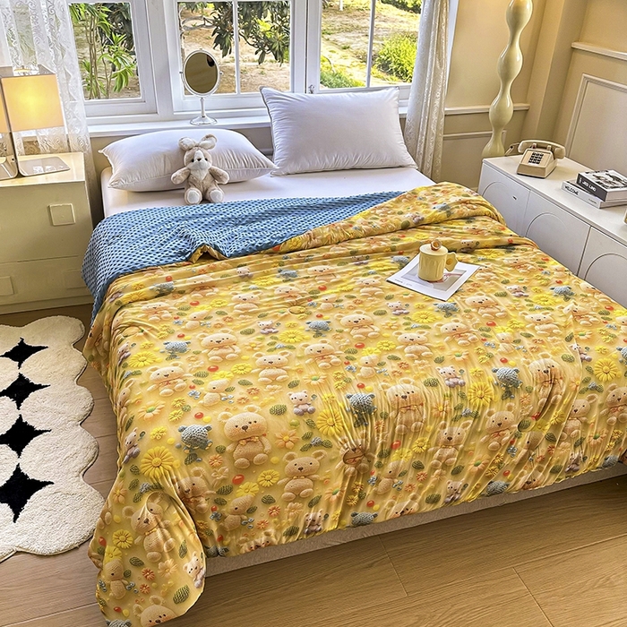 91家纺网 家纺一手货源 找家纺 （总）南方印象 2025新款A类凉感丝冰豆豆夏凉被夏被空调被爆款5D印花夏被