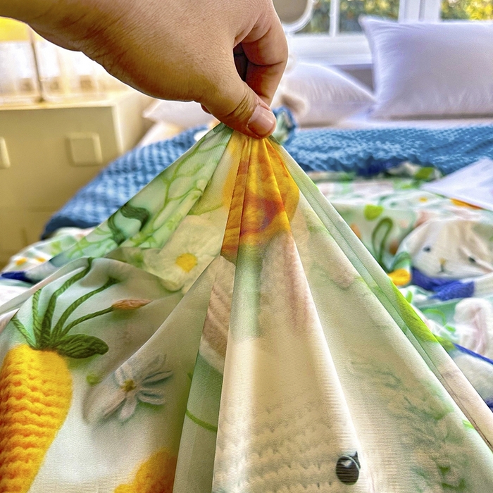 91家纺网 家纺一手货源 找家纺 南方印象 2025新款A类凉感丝冰豆豆夏凉被夏被空调被爆款5D印花夏被 兔栖绿野