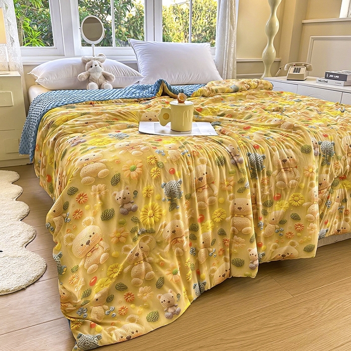 91家纺网 家纺一手货源 找家纺 （总）南方印象 2025新款A类凉感丝冰豆豆夏凉被夏被空调被爆款5D印花夏被