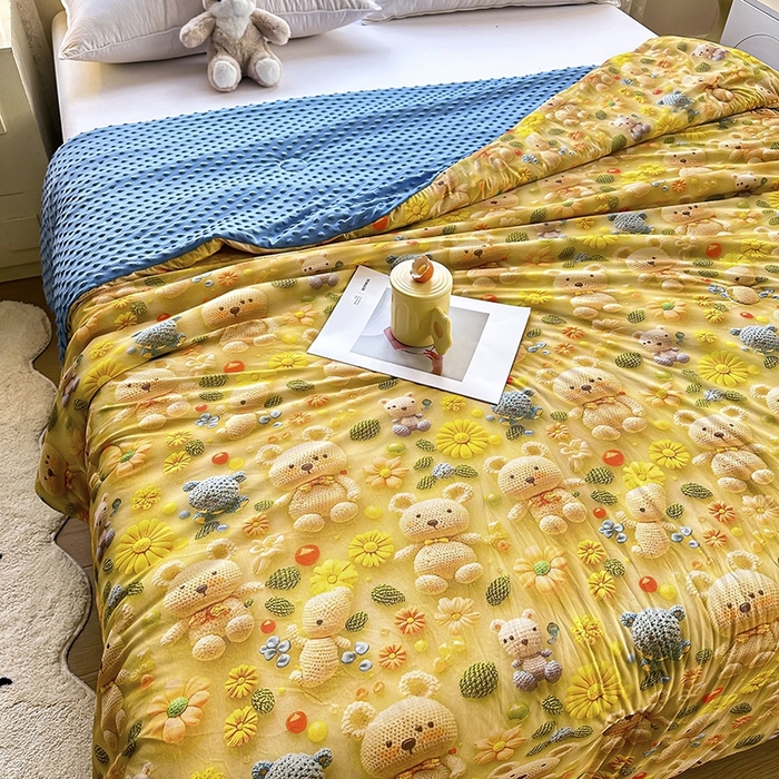 91家纺网 家纺一手货源 找家纺 （总）南方印象 2025新款A类凉感丝冰豆豆夏凉被夏被空调被爆款5D印花夏被