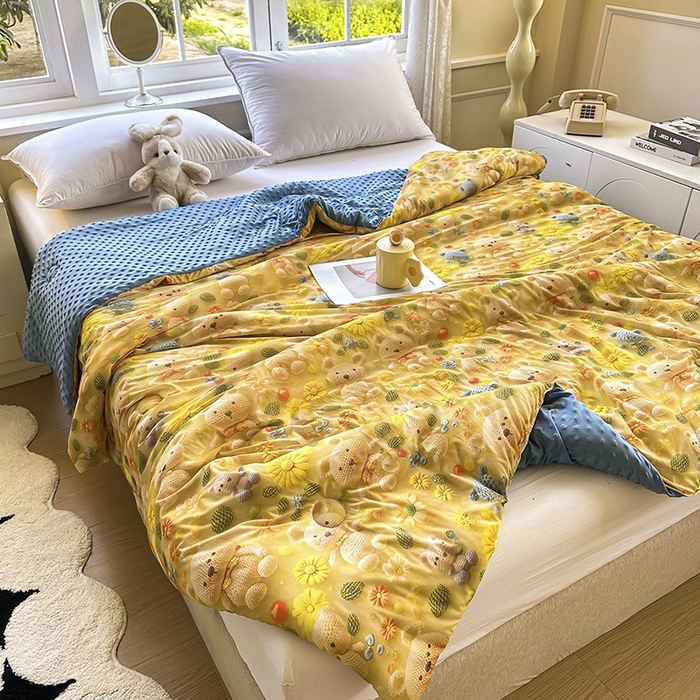 91家纺网 家纺一手货源 找家纺 （总）南方印象 2025新款A类凉感丝冰豆豆夏凉被夏被空调被爆款5D印花夏被