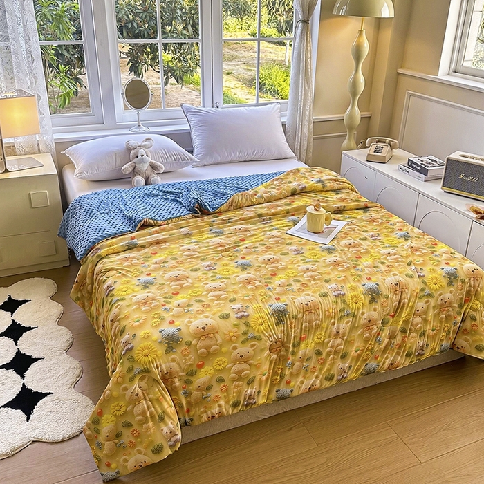 91家纺网 家纺一手货源 找家纺 （总）南方印象 2025新款A类凉感丝冰豆豆夏凉被夏被空调被爆款5D印花夏被