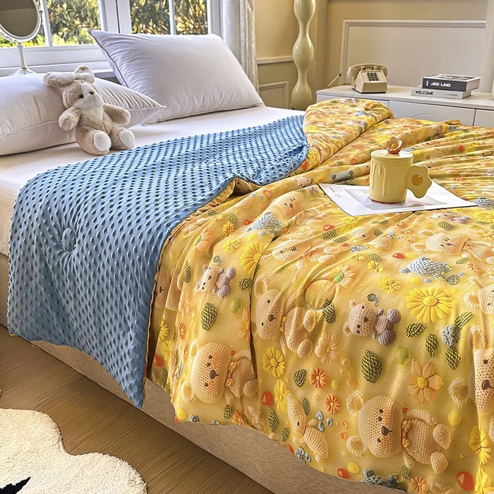 91家纺网 家纺一手货源 找家纺 （总）南方印象 2025新款A类凉感丝冰豆豆夏凉被夏被空调被爆款5D印花夏被