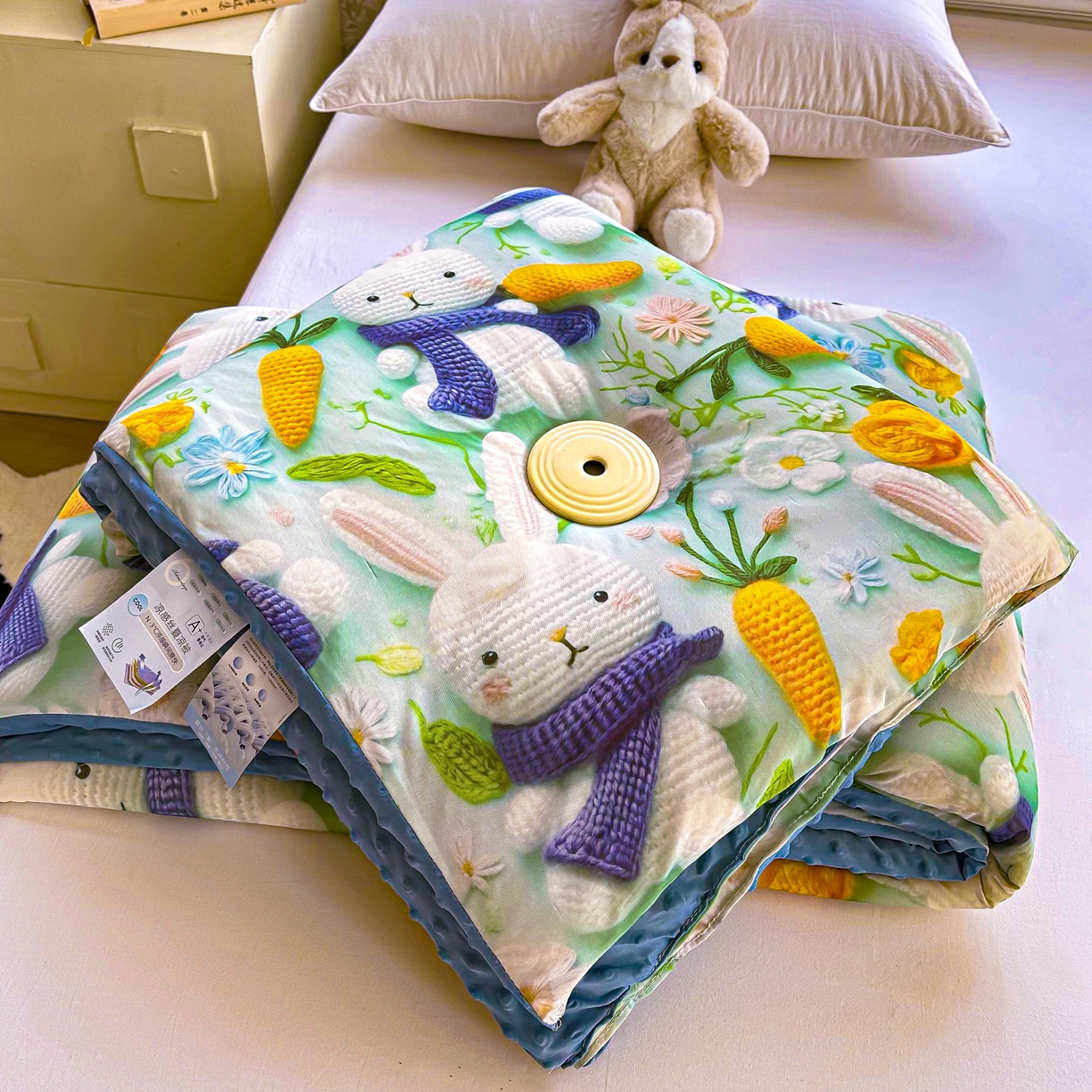 南方印象 2025新款A类凉感丝冰豆豆夏凉被夏被空调被爆款5D印花夏被 兔栖绿野