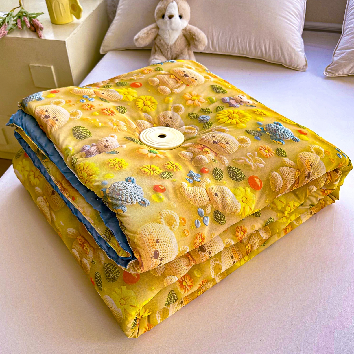 91家纺网 家纺一手货源 找家纺 南方印象 2025新款A类凉感丝冰豆豆夏凉被夏被空调被爆款5D印花夏被 蜜糖小熊花