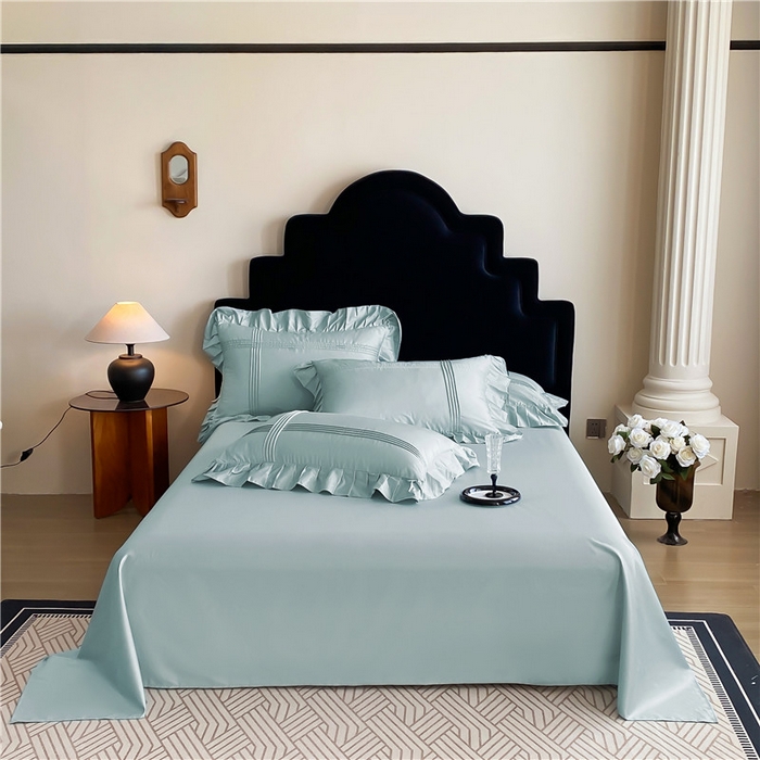 91家纺网 家纺一手货源 找家纺 花香四季家纺 2025新款A类纯棉母婴级全棉13376床单纯色单品系列 魔芋绿