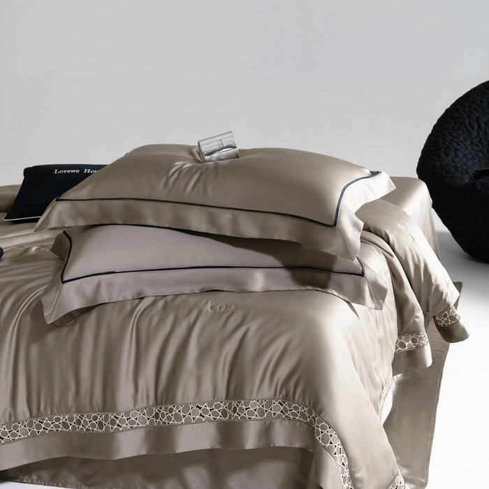 91家纺网 家纺一手货源 找家纺 若未2025 新款珍珠镂空50S兰精天丝夏被四件套 花型（天丝珍珠镂空奥黛尔） 夏被四件套 珍珠镂空奥黛尔 古铜棕