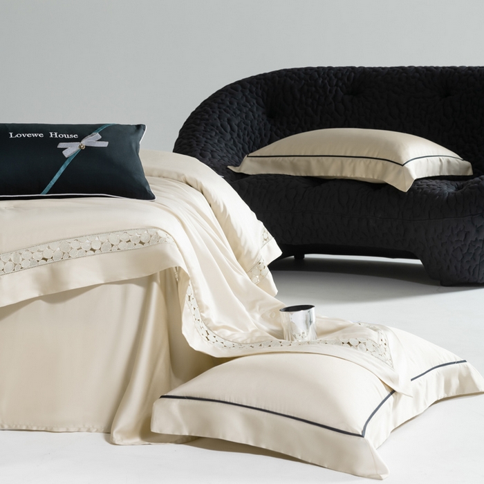 91家纺网 家纺一手货源 找家纺 若未2025 新款珍珠镂空50S兰精天丝夏被四件套 花型（天丝珍珠镂空奥黛尔） 夏被四件套 珍珠镂空奥黛尔 浅香槟