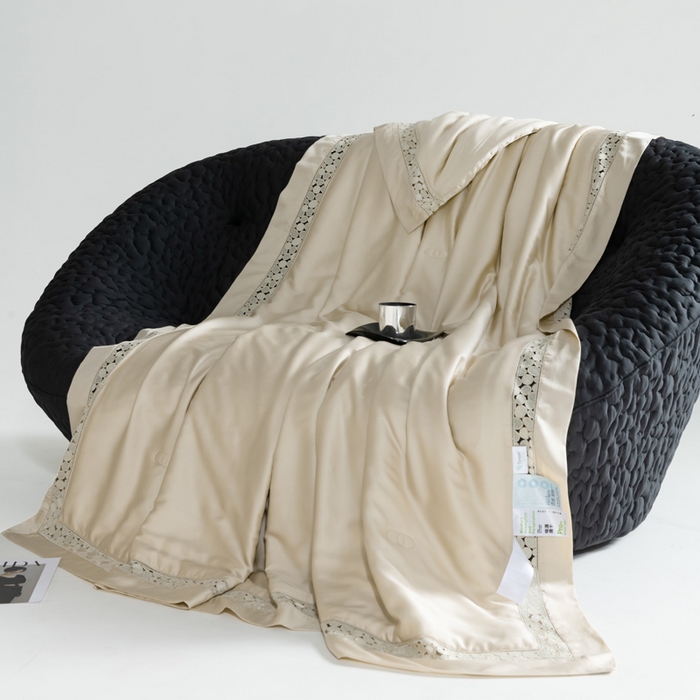 91家纺网 家纺一手货源 找家纺 若未2025 新款珍珠镂空50S兰精天丝夏被四件套 花型（天丝珍珠镂空奥黛尔） 夏被四件套 珍珠镂空奥黛尔 浅香槟