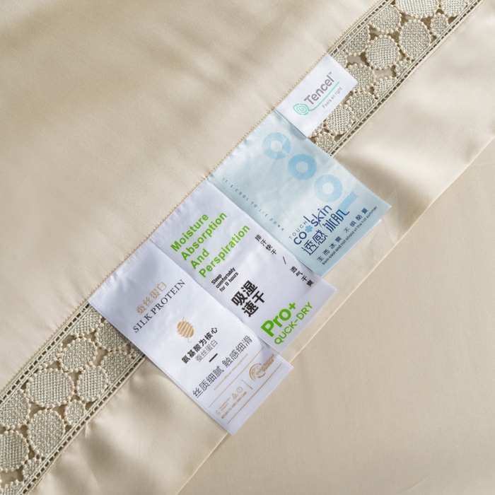 91家纺网 家纺一手货源 找家纺 若未2025 新款珍珠镂空50S兰精天丝夏被四件套 花型（天丝珍珠镂空奥黛尔） 夏被四件套 珍珠镂空奥黛尔 浅香槟