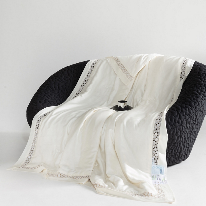 91家纺网 家纺一手货源 找家纺 若未2025 新款珍珠镂空50S兰精天丝夏被四件套 花型（天丝珍珠镂空奥黛尔） 夏被四件套 珍珠镂空奥黛尔 贵族白