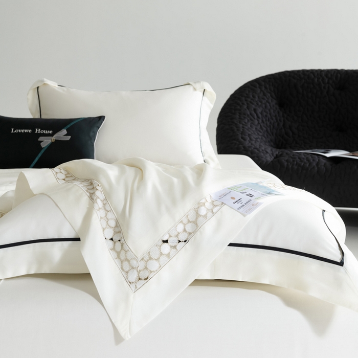 91家纺网 家纺一手货源 找家纺 若未2025 新款珍珠镂空50S兰精天丝夏被四件套 花型（天丝珍珠镂空奥黛尔） 夏被四件套 珍珠镂空奥黛尔 贵族白