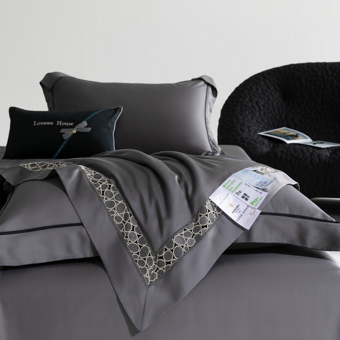 91家纺网 家纺一手货源 找家纺 若未2025 新款珍珠镂空50S兰精天丝夏被四件套 花型（天丝珍珠镂空奥黛尔） 夏被四件套  珍珠镂空奥黛尔 玄灰