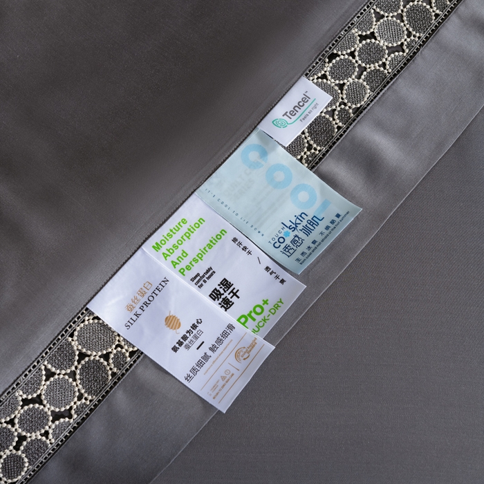 91家纺网 家纺一手货源 找家纺 若未2025 新款珍珠镂空50S兰精天丝夏被四件套 花型（天丝珍珠镂空奥黛尔） 夏被四件套  珍珠镂空奥黛尔 玄灰