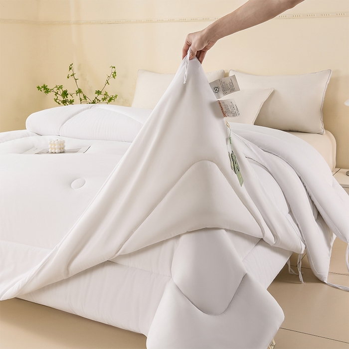 91家纺网 家纺一手货源 找家纺 招财狼家纺 2025新款亲肤舒适磨毛水洗棉子母被被子被芯 白色