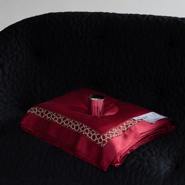 91家纺网 家纺一手货源 找家纺 若未2025 新款珍珠镂空50S兰精天丝夏被四件套 花型（天丝珍珠镂空奥黛尔） 夏被四件套 珍珠镂空奥黛尔 贵族红