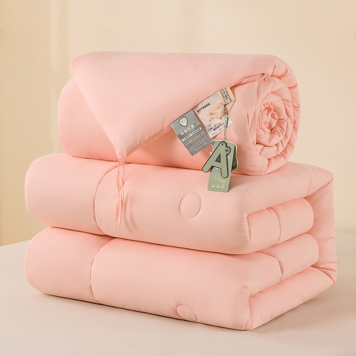 招财狼家纺 2025新款亲肤舒适磨毛水洗棉子母被被子被芯 粉色