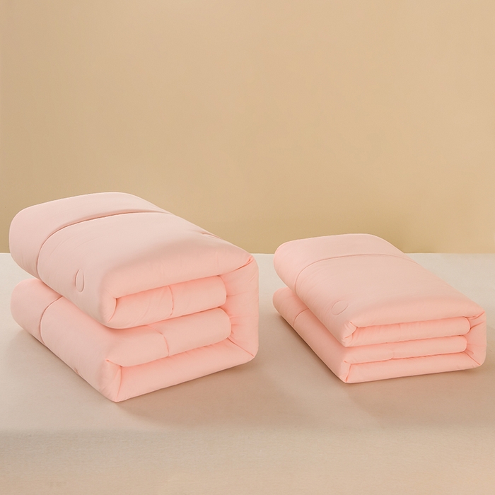 91家纺网 家纺一手货源 找家纺 招财狼家纺 2025新款亲肤舒适磨毛水洗棉子母被被子被芯 粉色